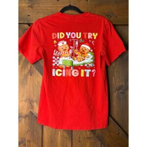 Holiday Christmas Nurse small Gingerbread Man Did You Try Icing It T-Shirt